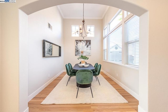 dining area with wood-type flooring and plenty of natural light