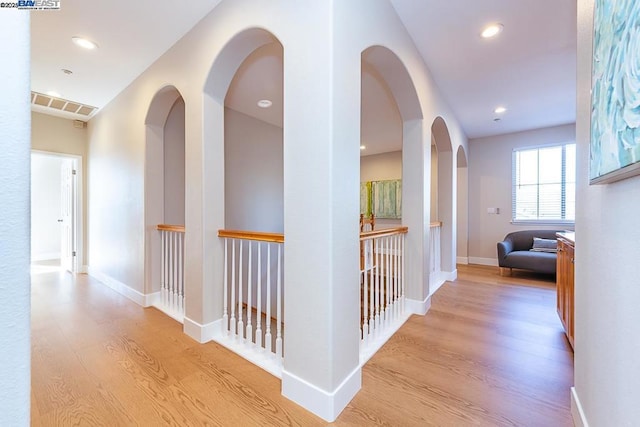 hall featuring light wood-type flooring