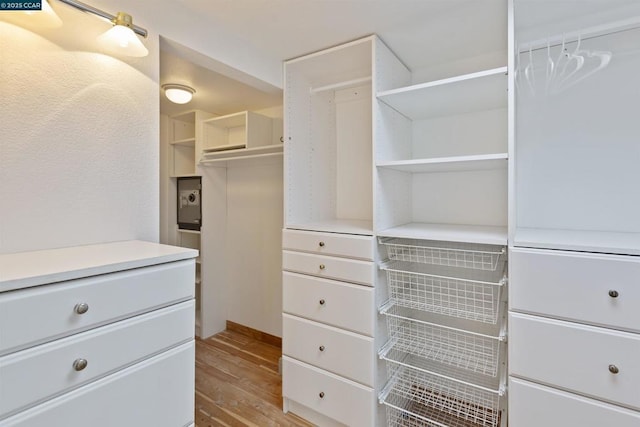 spacious closet with light hardwood / wood-style flooring