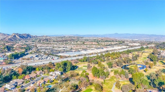 bird's eye view with a mountain view