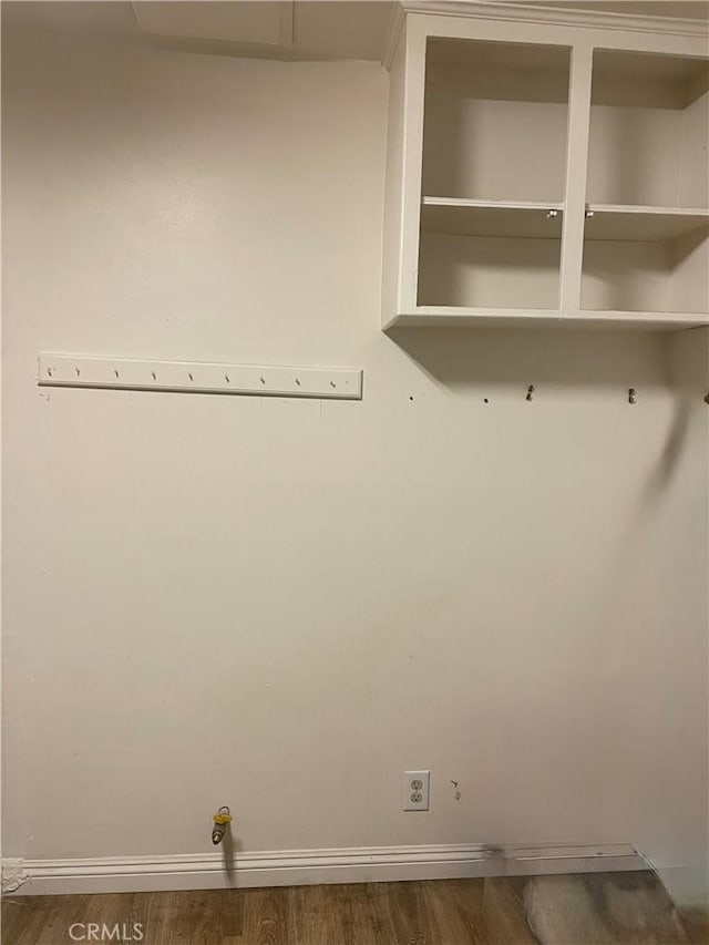 mudroom with dark hardwood / wood-style flooring