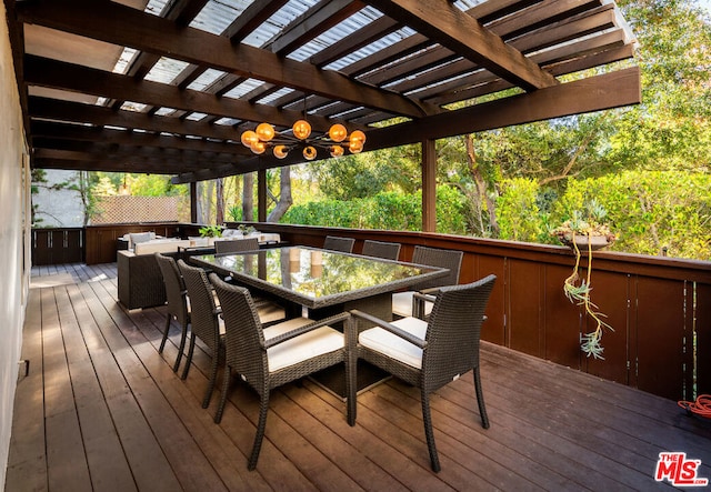 deck featuring a pergola