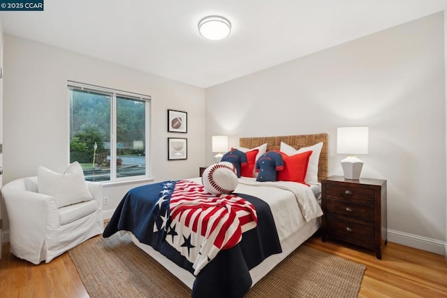 bedroom with hardwood / wood-style floors