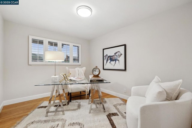 home office featuring light hardwood / wood-style flooring