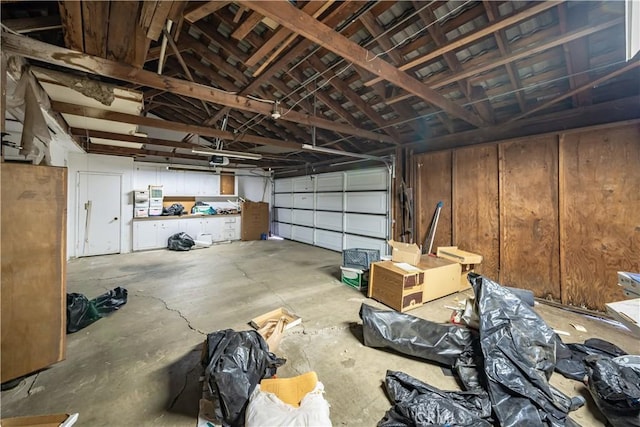 garage with a garage door opener