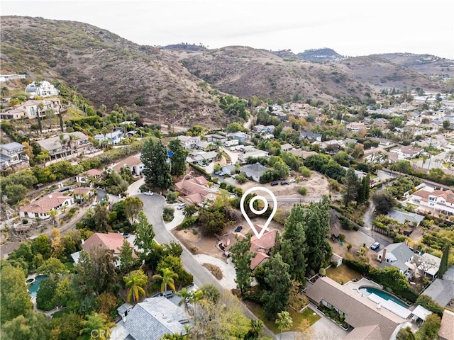 bird's eye view with a mountain view