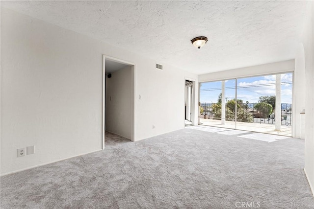 carpeted spare room featuring a textured ceiling