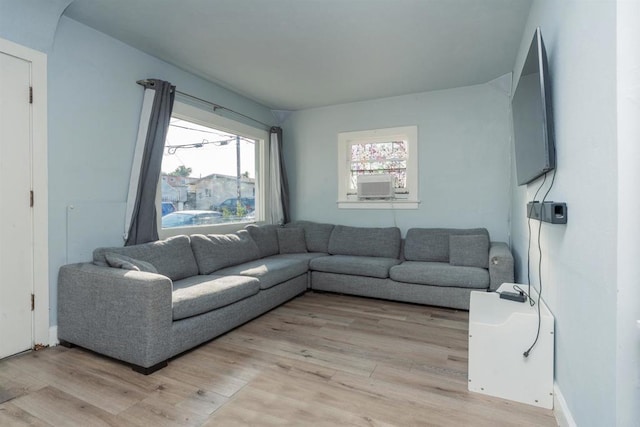 living room featuring light wood-type flooring