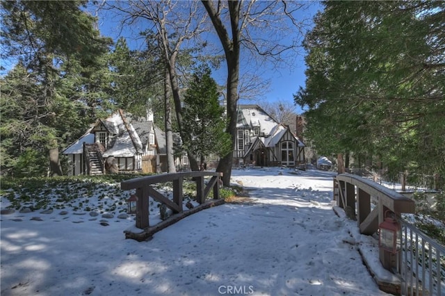 view of yard covered in snow