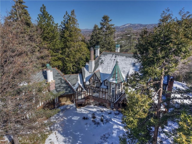 aerial view featuring a mountain view