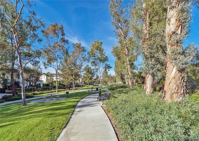 view of home's community featuring a lawn