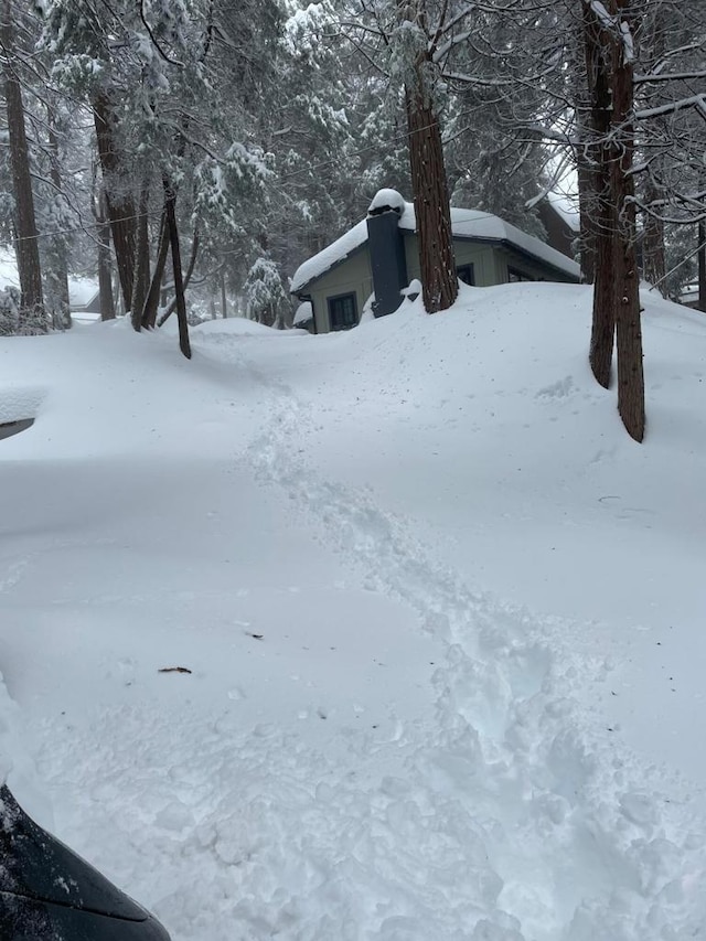 view of yard covered in snow