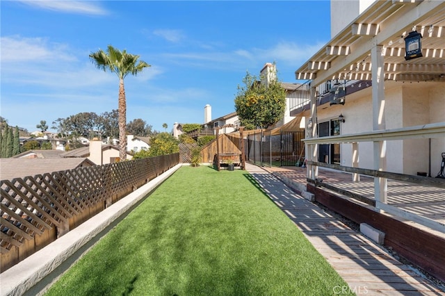 view of yard featuring a fenced backyard