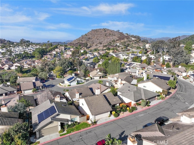 aerial view featuring a residential view and a mountain view