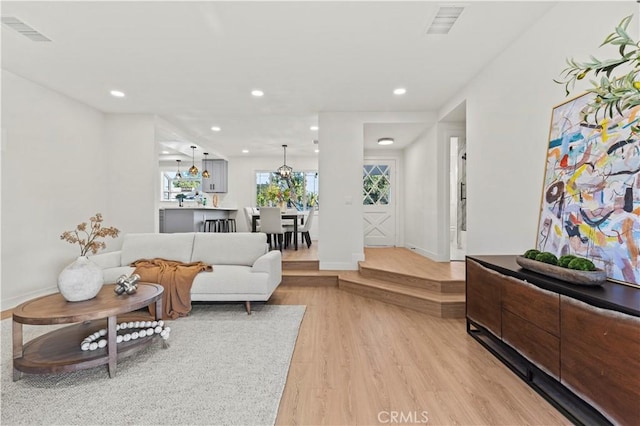 living room featuring light hardwood / wood-style floors