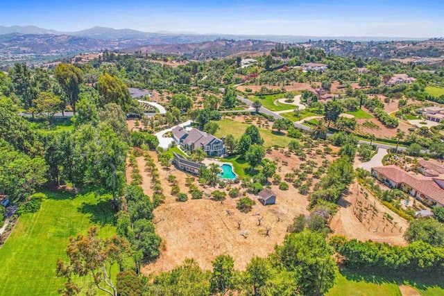 drone / aerial view with a mountain view