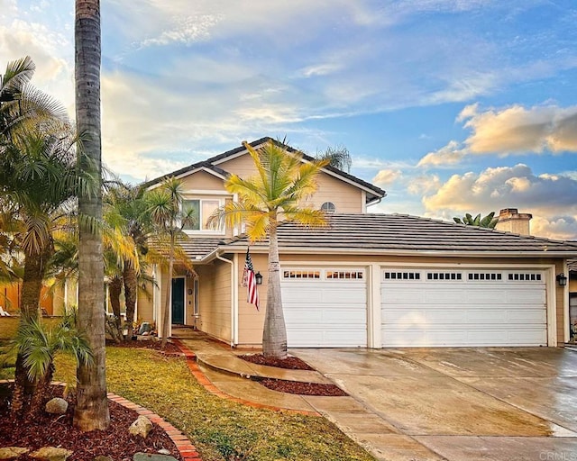 view of front facade with a garage