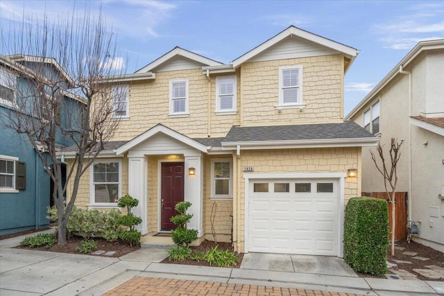 view of front of house with a garage