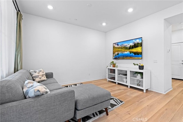 living room with hardwood / wood-style flooring