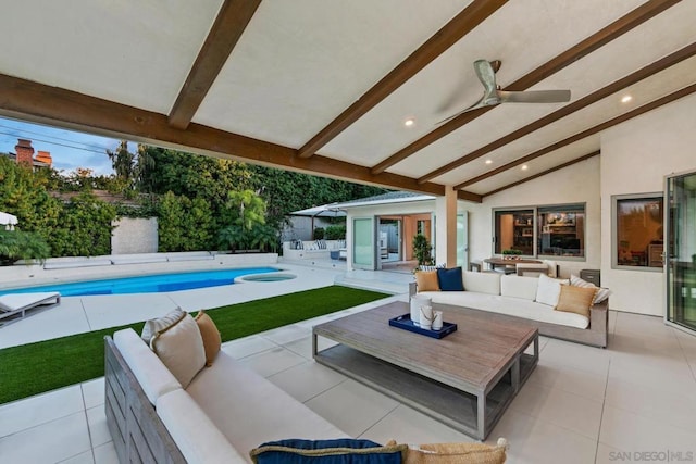 view of patio / terrace featuring an outdoor hangout area and ceiling fan