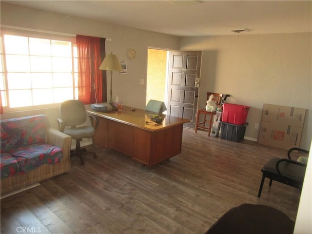 office area featuring dark hardwood / wood-style floors