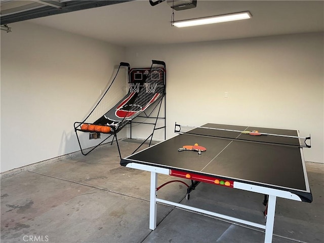 recreation room with concrete floors