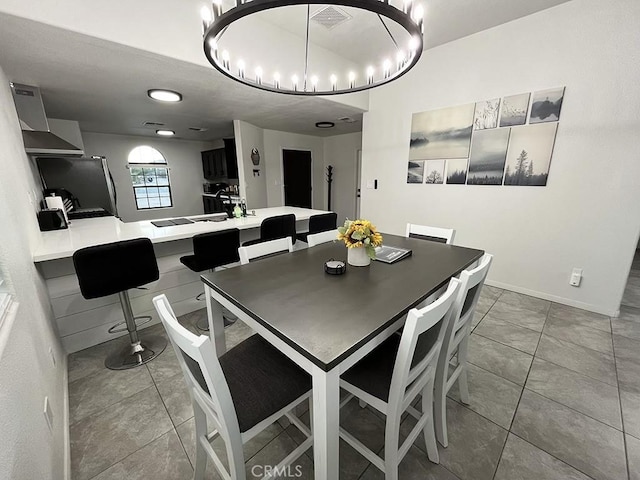 view of tiled dining room