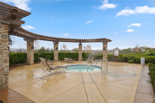 view of pool featuring a community hot tub and a patio