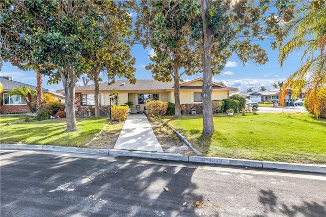 view of front of home featuring a front lawn