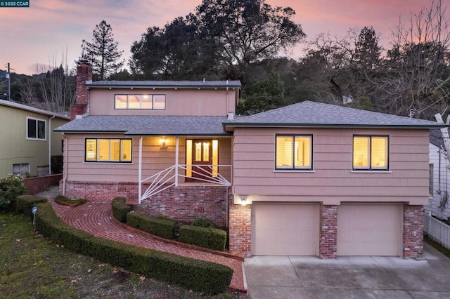 view of front of house with a garage