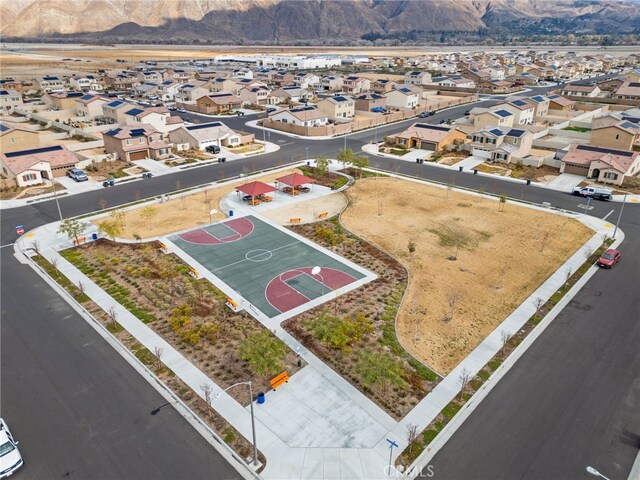 bird's eye view with a mountain view