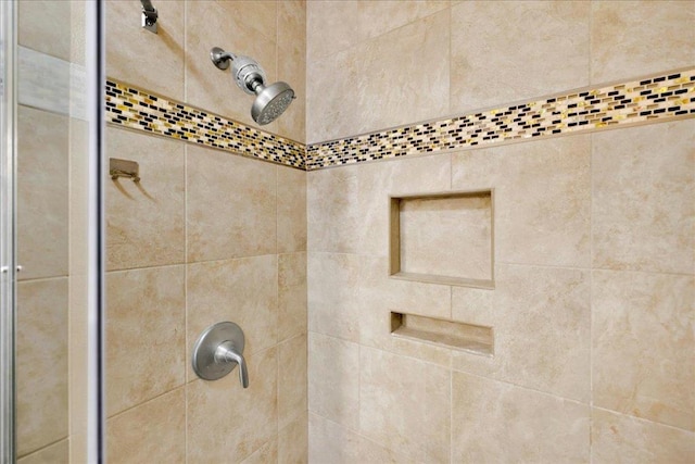 interior details with tiled shower