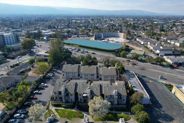 drone / aerial view with a mountain view