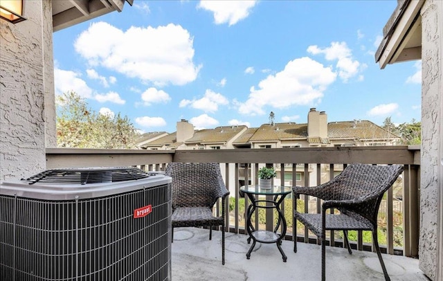 balcony featuring central air condition unit