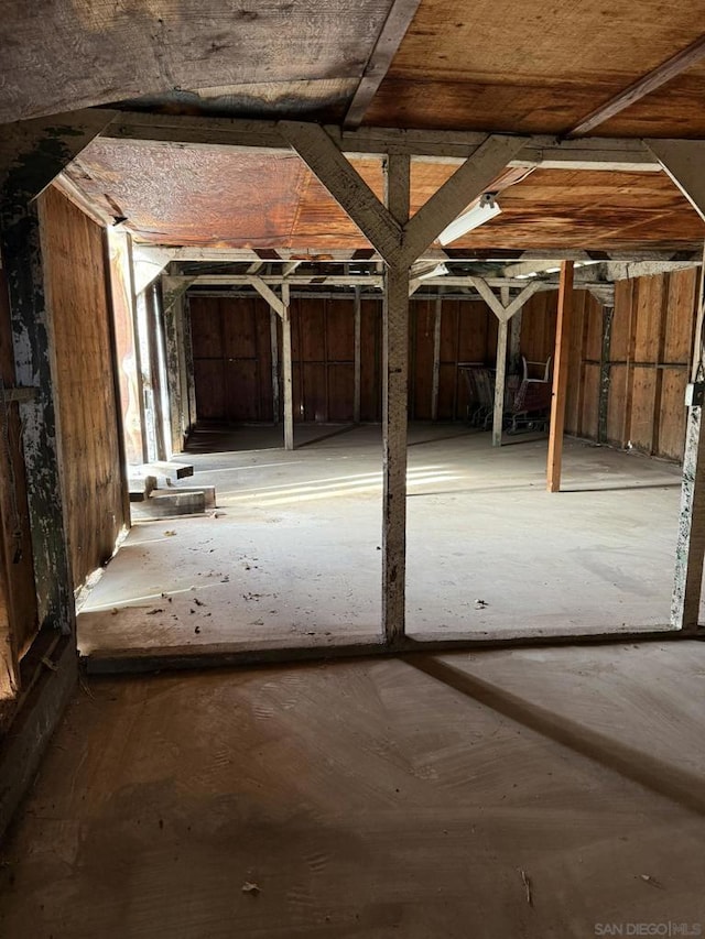 view of unfinished attic