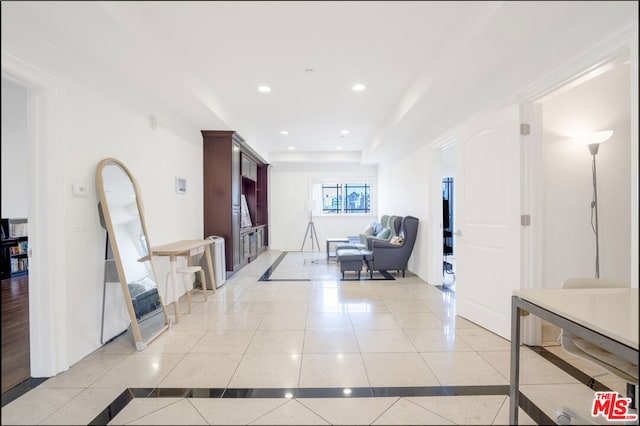 interior space featuring light tile patterned floors