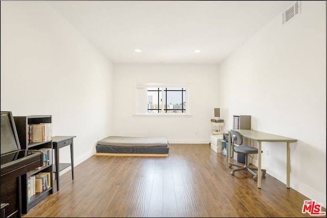 home office featuring wood-type flooring