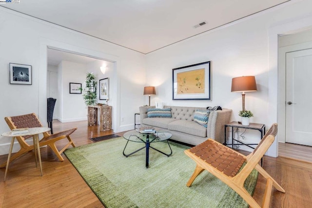 living room with wood-type flooring