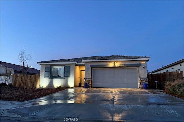 view of front facade with a garage