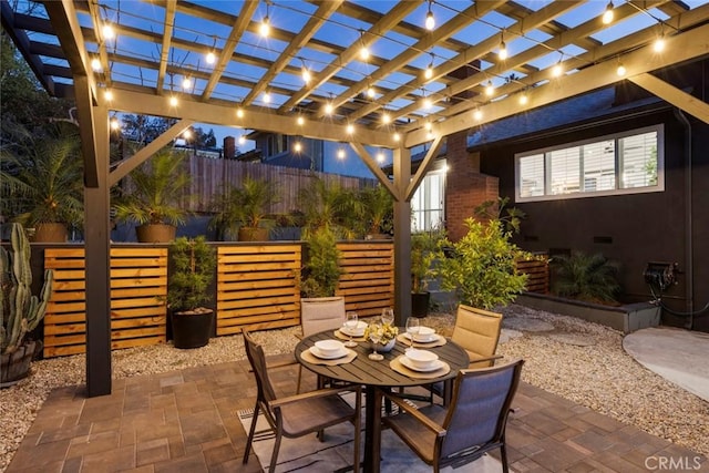 view of patio featuring a pergola