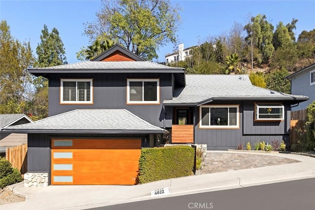 view of front of property with a garage