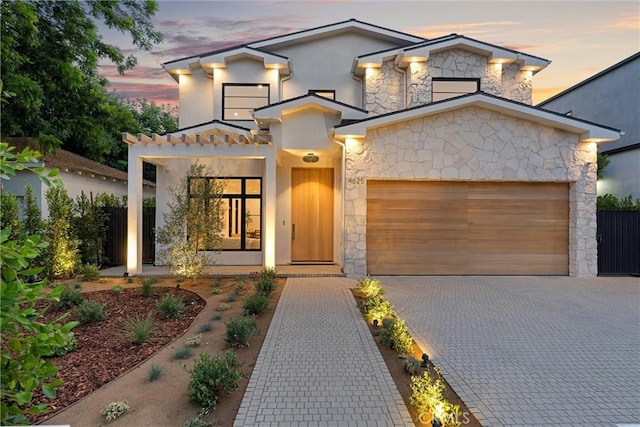 view of front of house with a garage