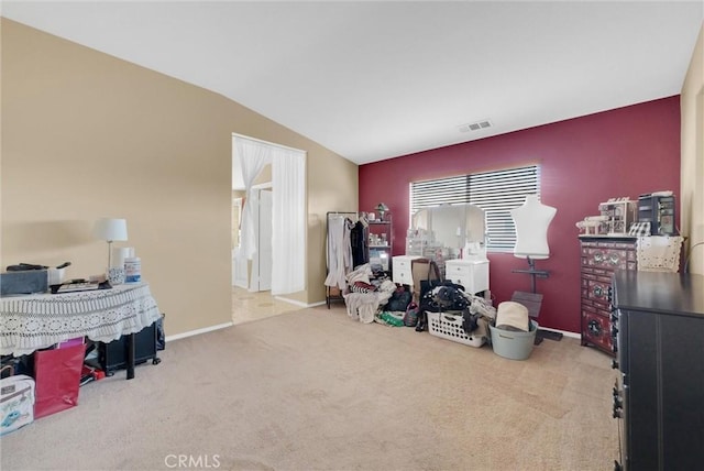 interior space featuring vaulted ceiling