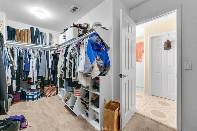 spacious closet with carpet floors