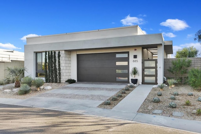 contemporary home featuring a garage