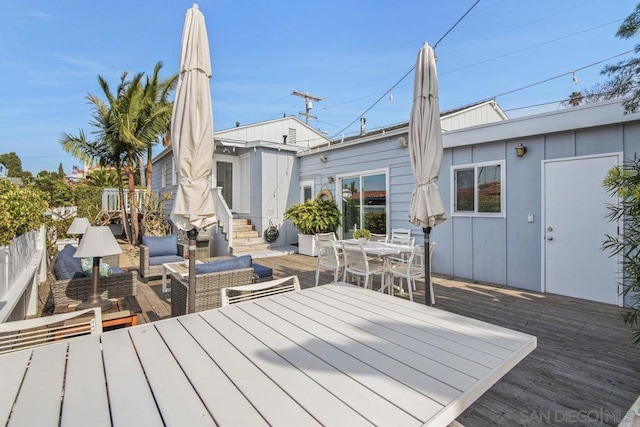 deck featuring an outdoor living space