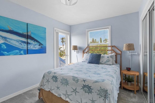 carpeted bedroom featuring a closet