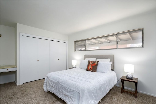 bedroom featuring carpet floors and a closet