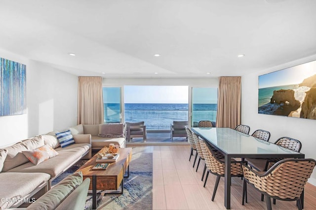 living room with a water view