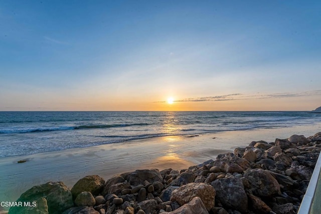 property view of water featuring a view of the beach